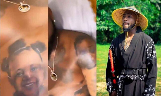 Davido gets tattoos of his 3 children on his body (Video)