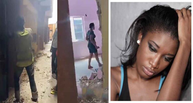 Lady cries out for help after a house she rented with N450k gets sold by the landlord and demolished weeks after making payment (video)