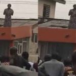 Mysterious woman lands on top of a building in Ejigbo area of Lagos state (video)