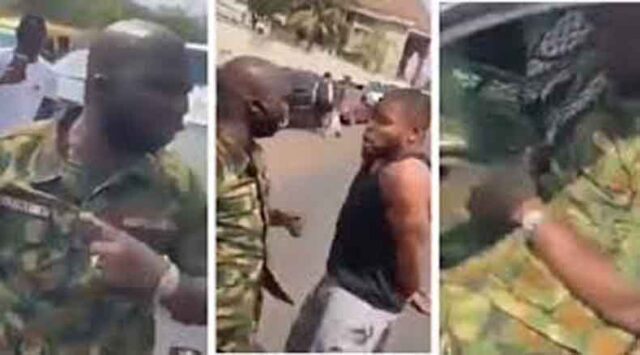 Nigerian footballer Chikelu Ofoedu confronts military man who slapped him on the road (video)