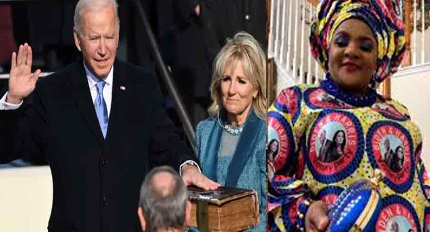 Nigerian mom stuns in Biden & Kamala inaguaration Aso Ebi (Video)