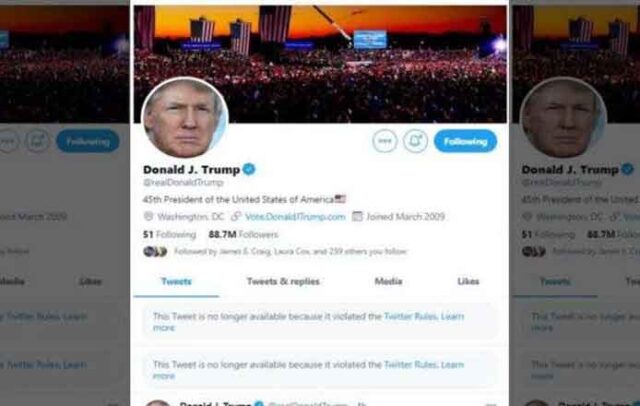 Capitol invasion: Facebook and Twitter lock Trump account