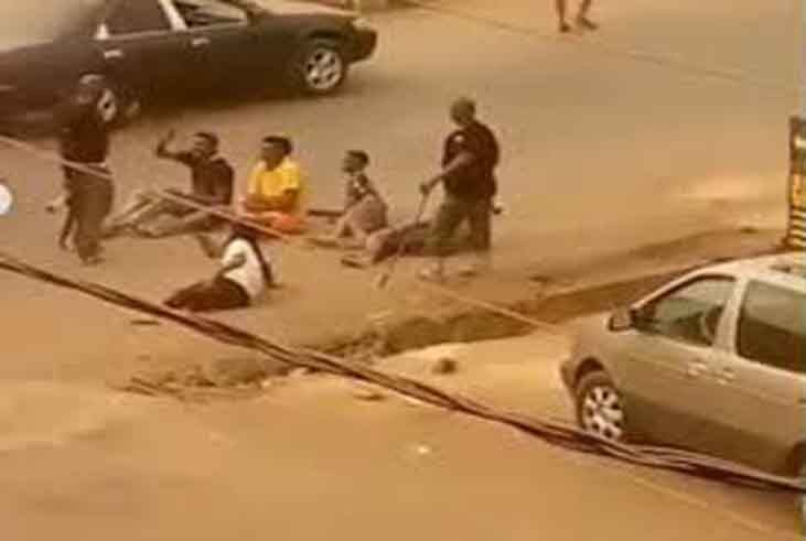 Watch the Viral Video of Policemen in Orlu beating young men with big sticks