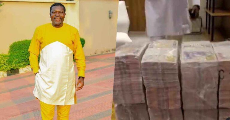 Obi Cubana’s mother’s burial: Kanayo O. Kanayo flaunts stash of money for lavishing