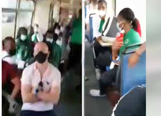 Nigerian man confronts Nigeria women football national team in a public bus in Austria (video)