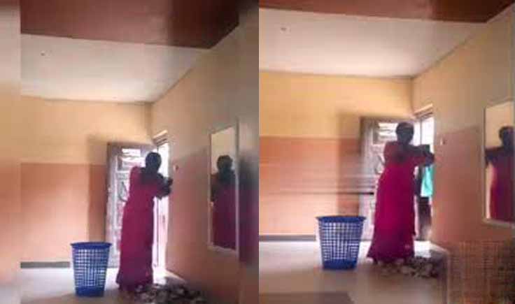 Watch the moment a woman was caught stealing church offering (video)