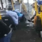 Passengers laments as flood takes over BRT bus in Lagos (videos)