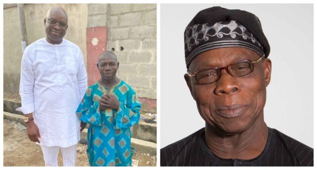Fayose meets Obasanjo diminutive look-alike in Lagos