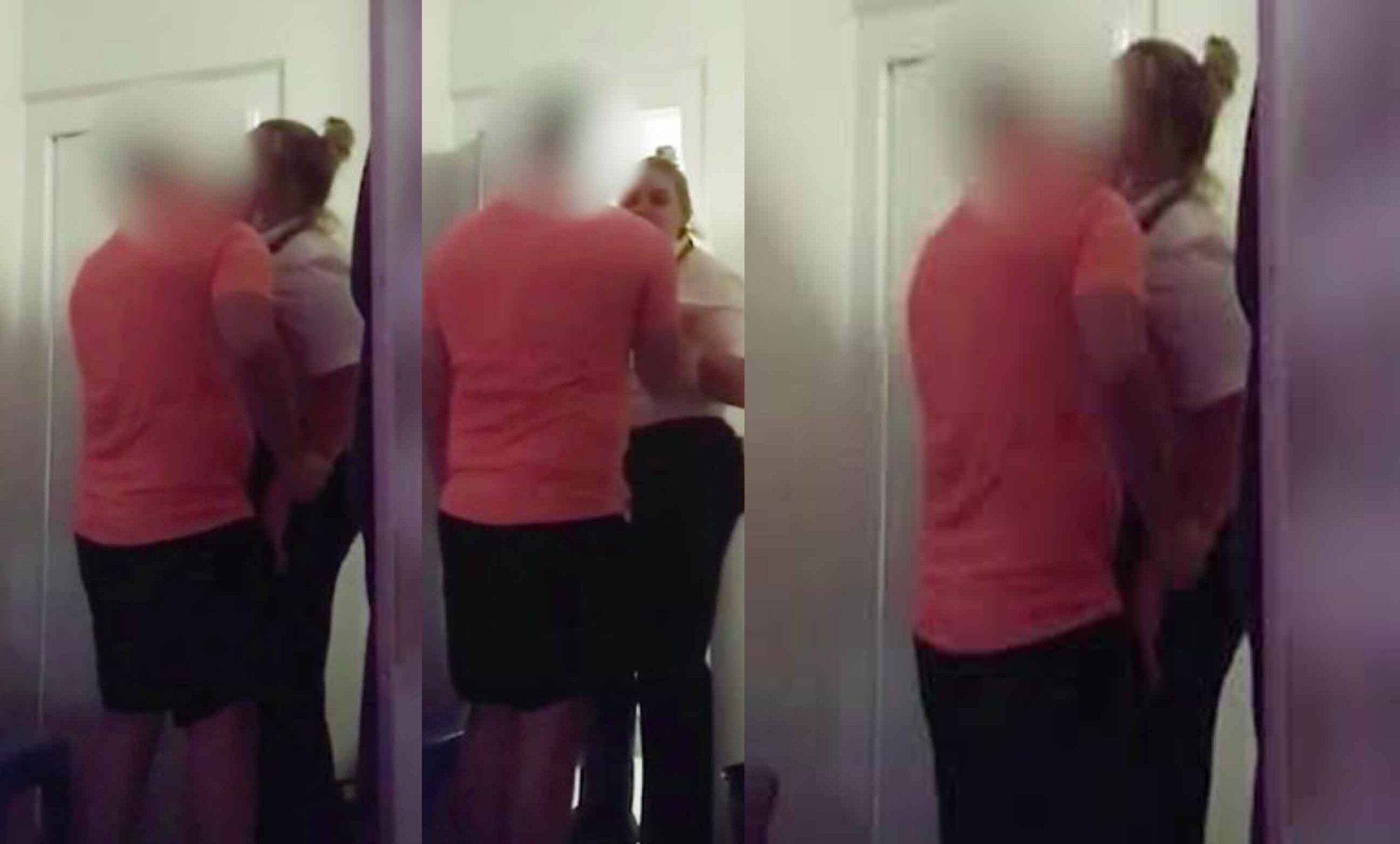 Female prison warder filmed kissing an inmate in his cell.