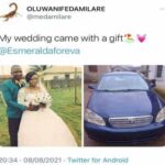 Nigerian woman gifts her husband a car on their wedding day