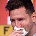 Lionel Messi in tears as he says goodbye to Barcelona 