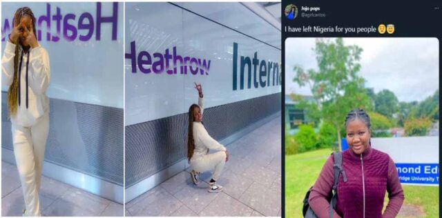I’ve left Nigeria for you people – Young Nigerian lady says after arriving UK