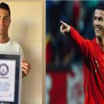 Cristiano Ronaldo poses with his Guinness World Record certificate for Most Goals in International Football