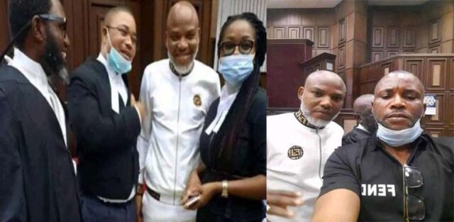 Photos from Nnamdi Kanu's Court Trial in Abuja
