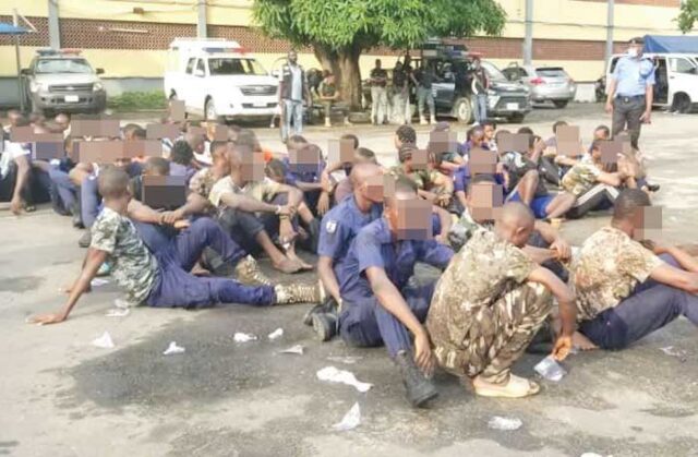 108 Naval impersonators arrested as Lagos Police raid training Camp
