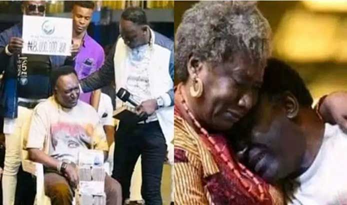 Nollywood actor, Clem Ohameze weeps profusely as he receives N8m from popular prophet