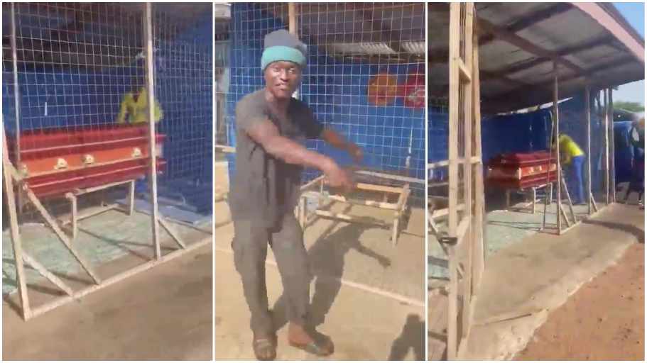 Man laments as thieves steal coffins from his shop