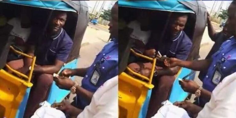 Reactions Trail Video Of Policeman Giving Keke Rider and Passengers Cash Gifts In Enugu