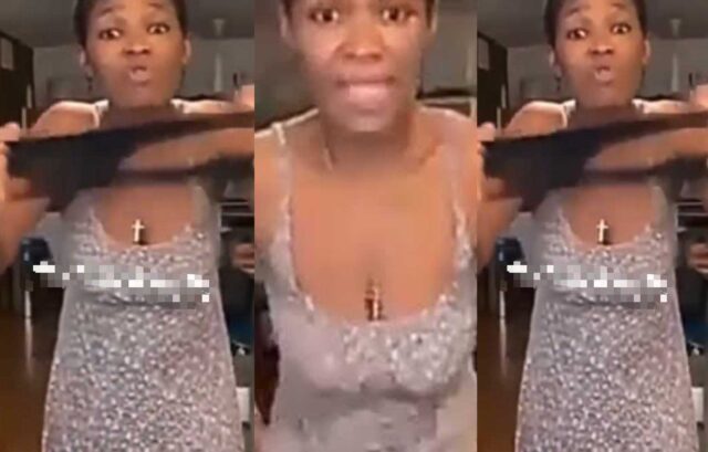 Lady pulls off her panties on a live Video to curse her boyfriend and his Manhood