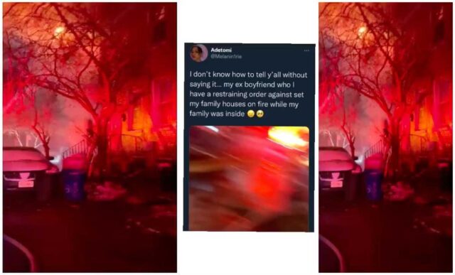 Nigerian lady narrates how her ex-boyfriend who she has a restraining order against burnt down her family house