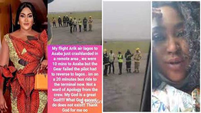 Nollywood actress, Uche Elendu escapes d8ath as plane crash lands