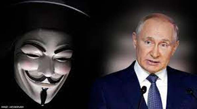 Hacking Group ''Anonymous'' declares cyber war against Vladimir Putin's government before taking down Website of Russian TV Channel RT