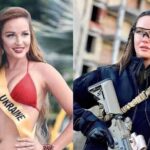 Former Miss Ukraine has swapped glamour for guns in the fight against Russian invasion.