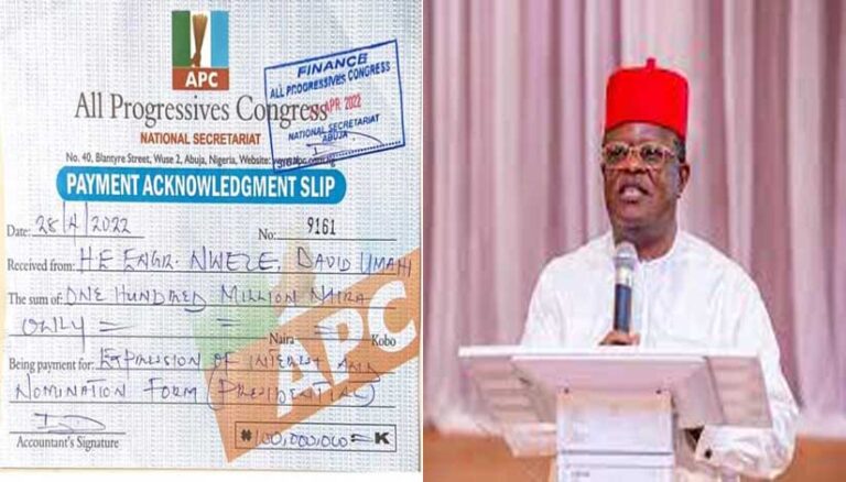 2023 presidency: Gov Umahi pays N100m, gets APC nomination form