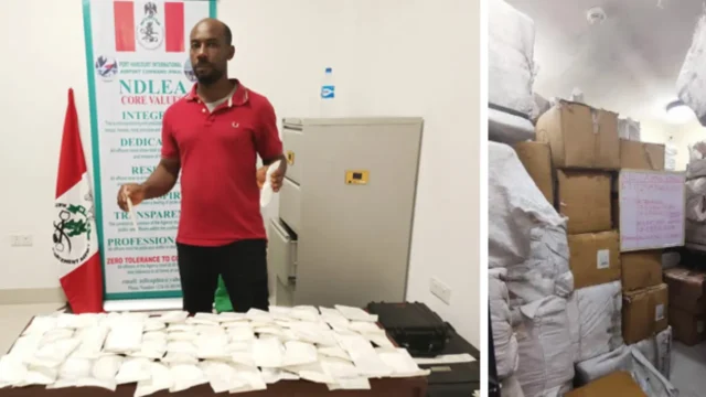 Brazil-based man caught with 73 sachets of c@c#ine hidden in bedsheets in Port Harcourt