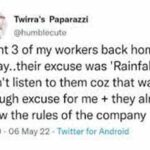 Empolyer sacks workers over lateness and using rain as excuse