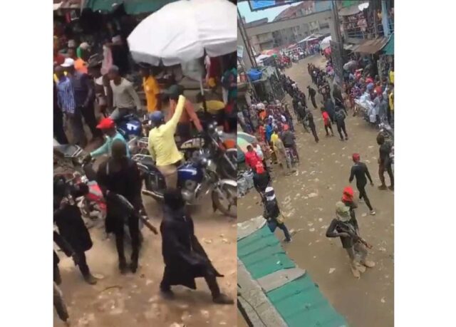 Unknown Gunmen hailed by residents of Ariaria Market, Aba (Video)