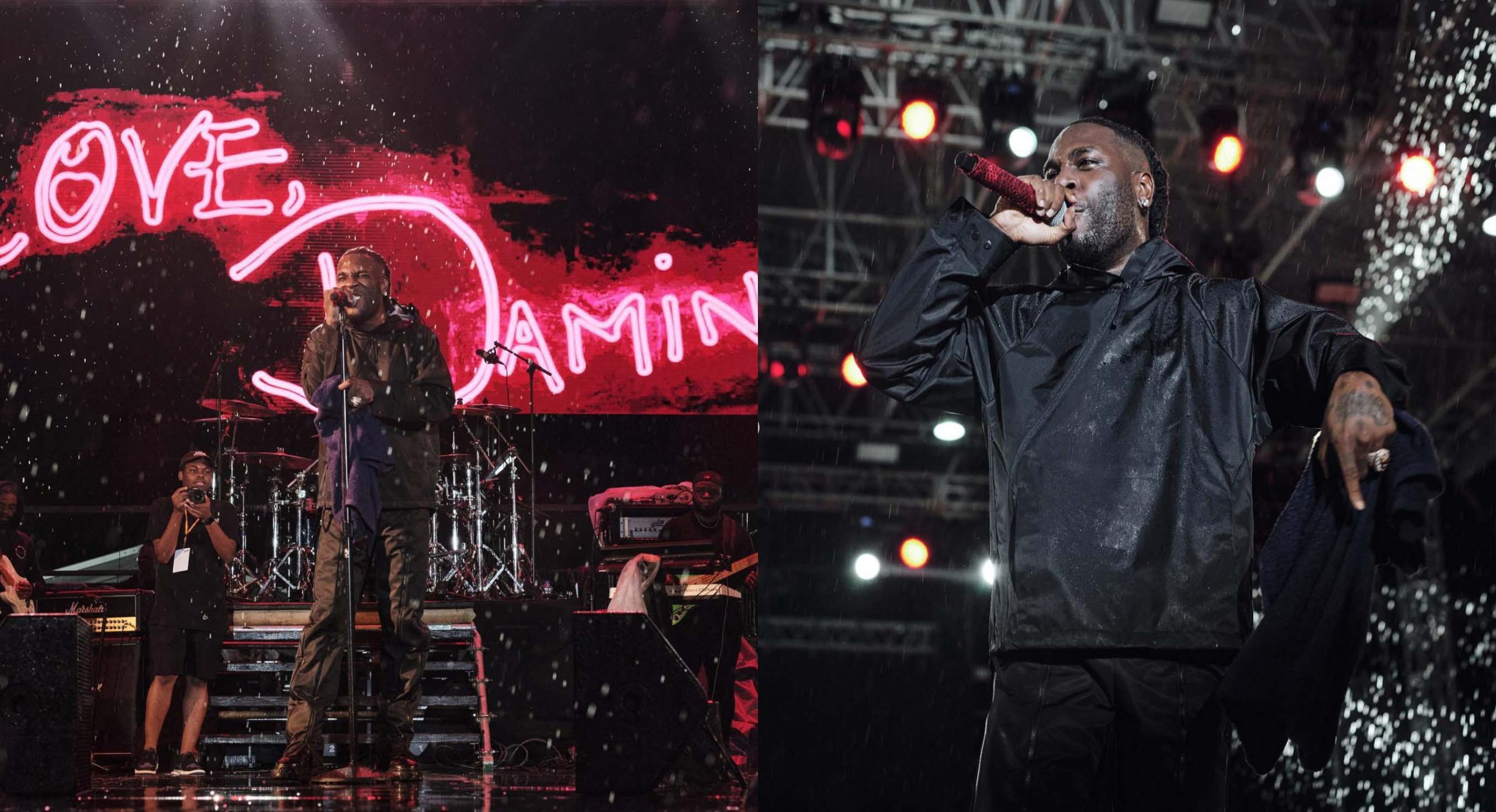 PHOTOS: Burna Boy performs inside rain in Tobago