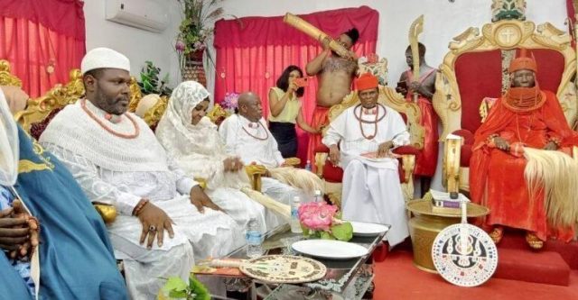 PHOTOS: Ganduje, Wife conferred with Chieftaincy titles in Delta