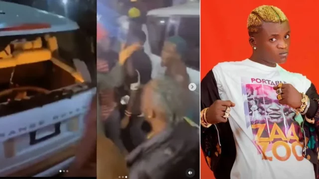 Hoodlums destroy Singer, Portable’s range rover at Lagos concert [VIDEO]