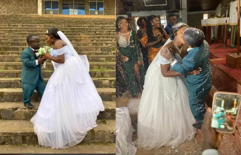 Photos from the wedding of Cameroonian teacher who found love after years of being rejected by women due to his height