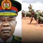 COAS, Maj. Gen. Taoreed Lagbaja, inspires his troops by doing multiple push-ups as he launches a new operation to tackl£ insecurity in Mangu, Plateau State