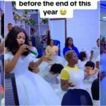 “Wedding Gown Prayer Retreat,” - Nigerian single ladies rock wedding gowns, pray hard for husbands in church