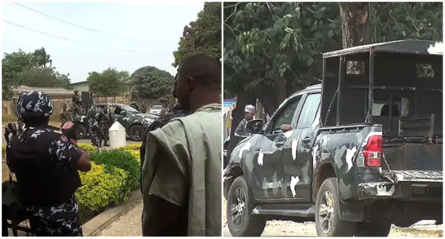 NAF personnel storm EFCC office in Kaduna after seven of their colleagues were arrested for alleged internet fr@ud