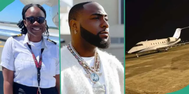 Female pilot excited after flying Davido on private jet
