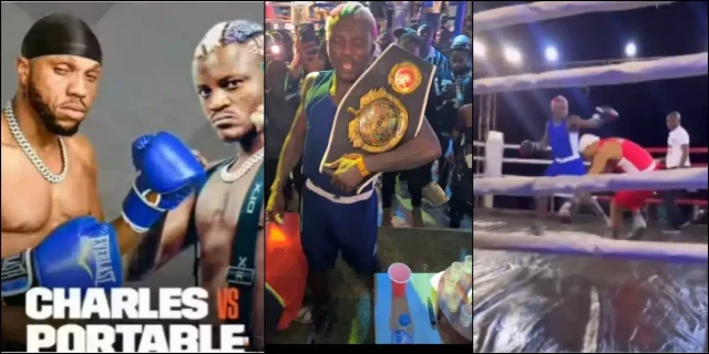 Portable defeat Charles Okocha, win celebrity boxing fight [VIDEO]