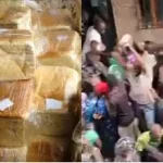 VIDEO: Nigerians Being Flogged To Get Free Yam, Bread In Lagos Amid Hardship, Hunger