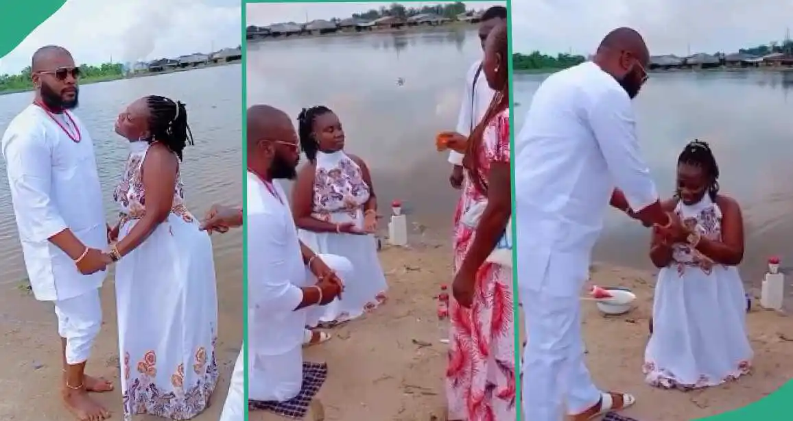 Nigerians react as couple holds traditional wedding by riverside