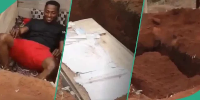 VIDEO: Nigerian man who takes up challenge to be buried alive for 24 hours, gives update