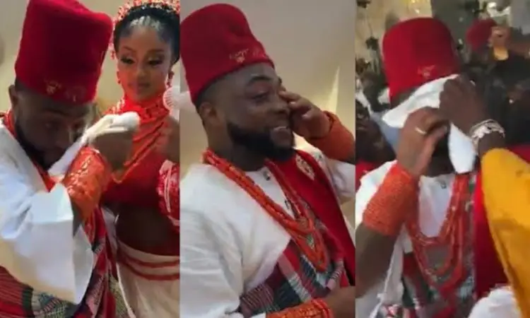 CHIVIDO 2024: Moment Davido broke into tears on his wedding day [VIDEO]