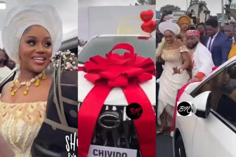 CHIVIDO2024: Davido surprises Chioma With SUV on Wedding Day