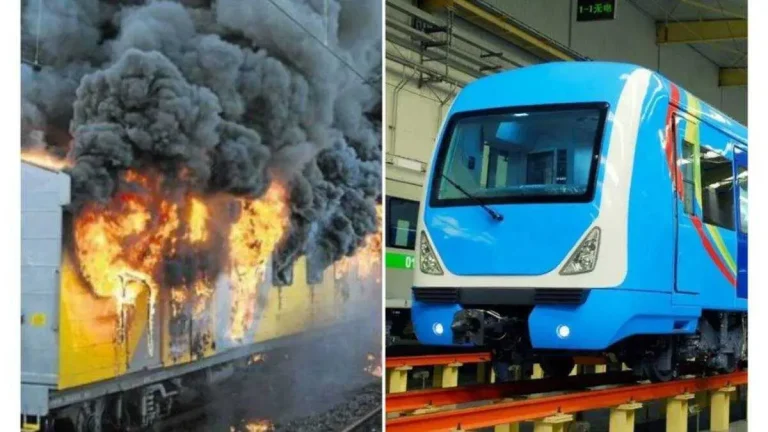 BREAKING: Fire guts Lagos Blue Line rail track