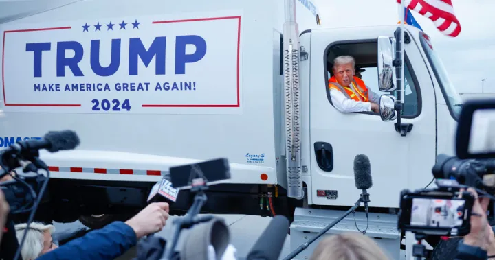 Donald Trump shows up in refuse truck after Biden labeled his supporters ‘garbage’