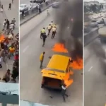 Irate Lagos commercial driver sets vehicle, LASTMA officer ablaze