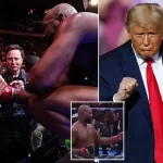  UFC legend Jon Jones gives his championship belt to US President-elect Donald Trump after winning.