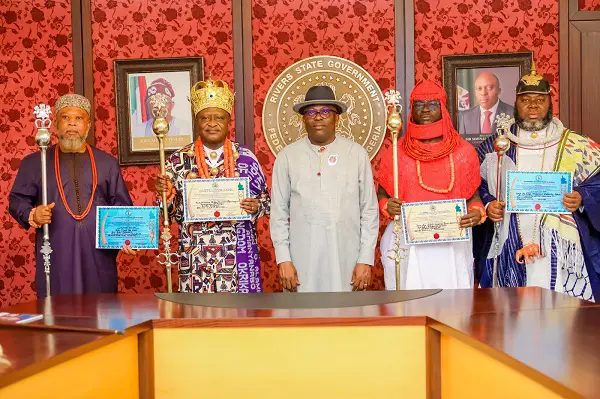 Fubara presents certificate of recognition to Asari Dokubo, three others as traditional ruler